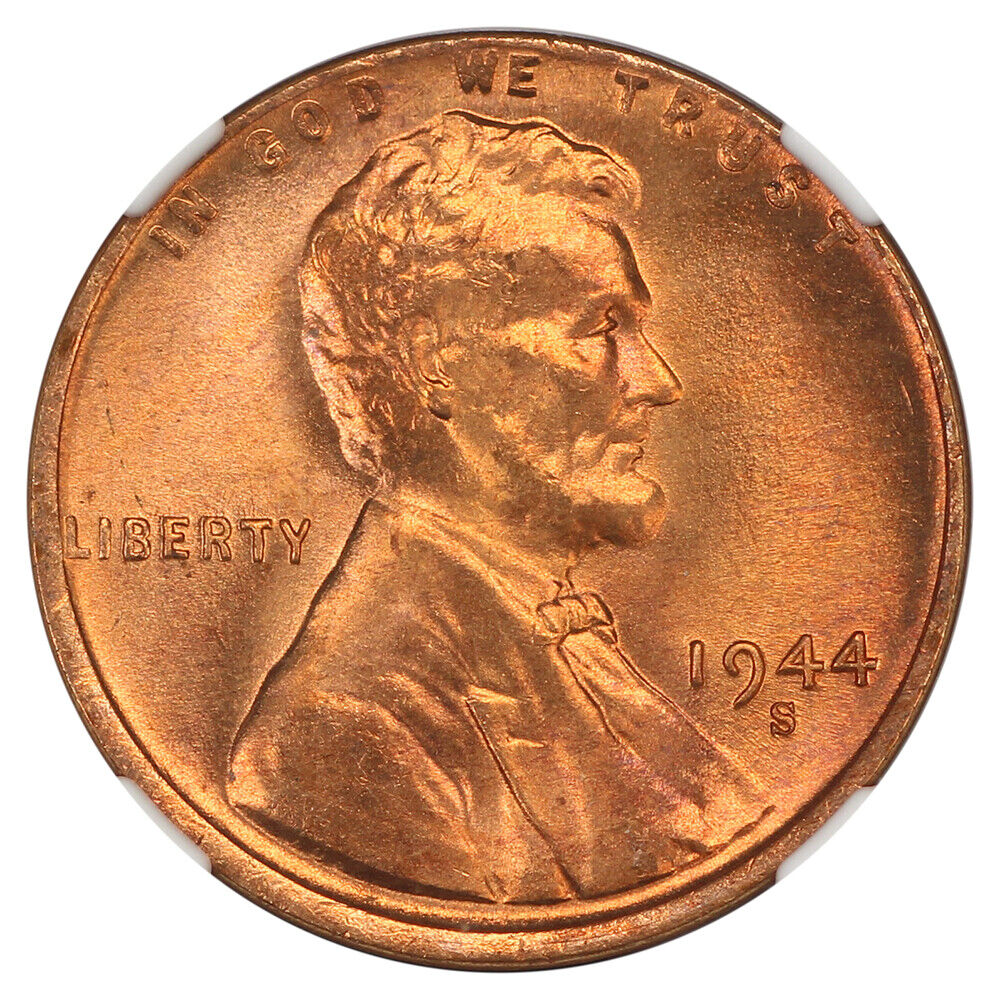 1944-S 1C NGC/CAC MS67+RD - Lincoln Cent (Wheat Reverse)