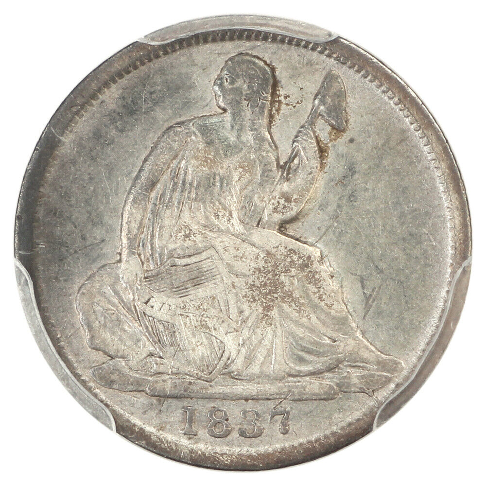 1837 H10C Seated PCGS Fine 15 (No Stars, Small Date) - Liberty Seated Half Dime