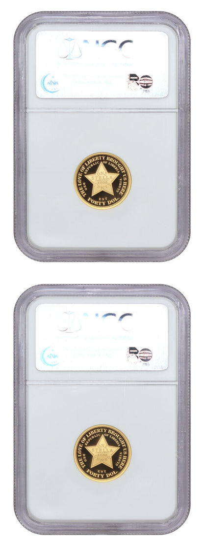 Liberia: 2002 G$40 Stella Set NGC PR69DCAM (2 Coins, Flowing/Coiled Hair)