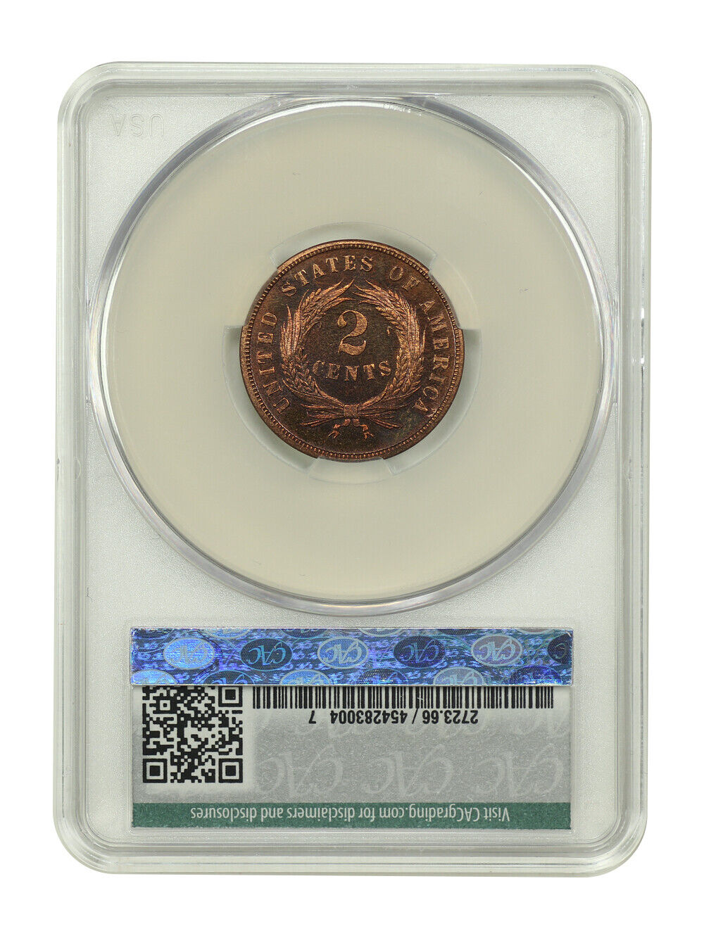 1866 2C CACG PR66RB ex: D.L. Hansen - Two Cent - Desirable Proof Issue