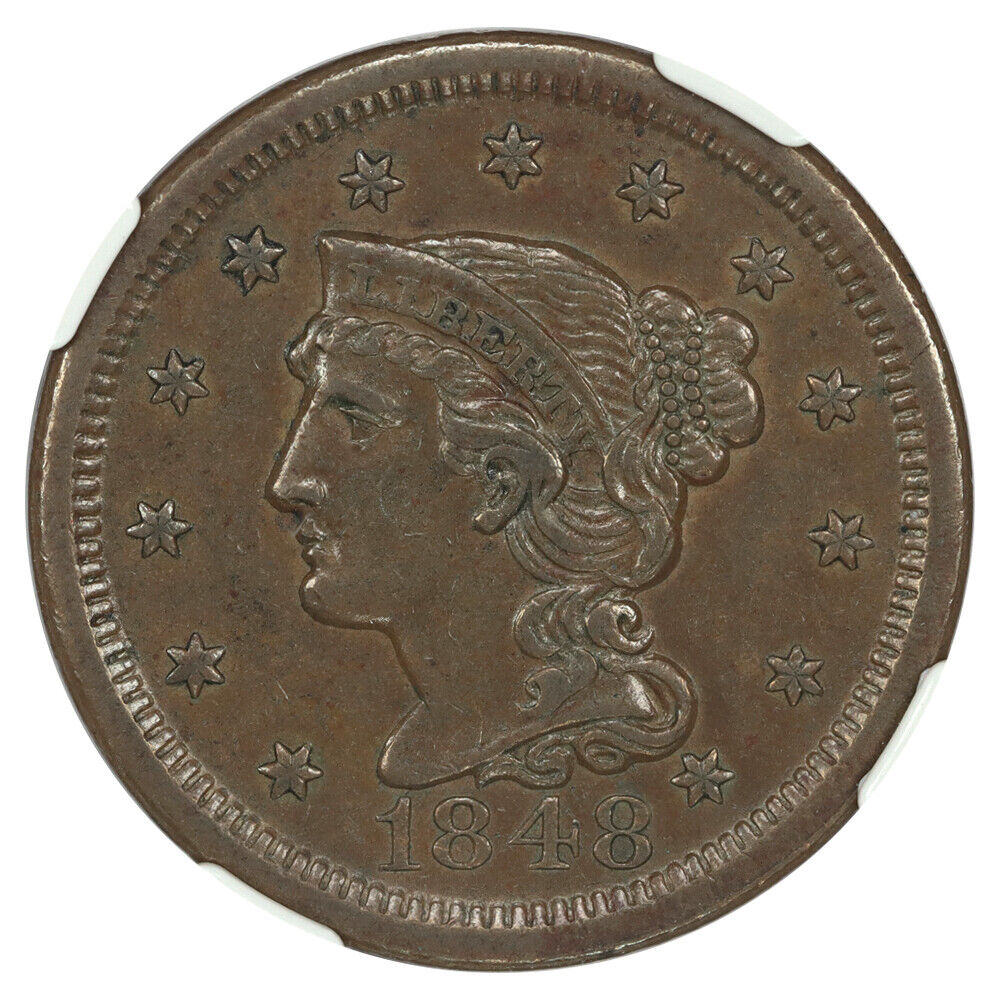 1848 1C NGC AU58 - Braided Hair Cent