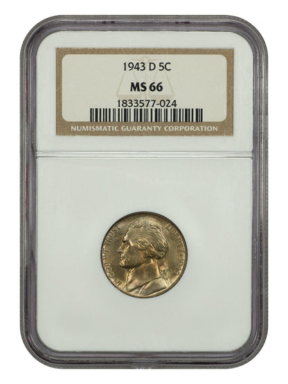 1943-D 5C NGC MS66 - Jefferson Nickel