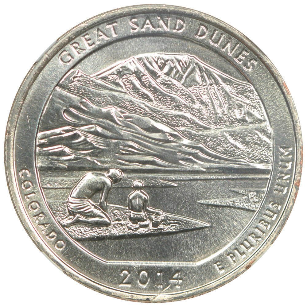 2014-D 25C Great Sand Dunes NP NGC MS68 - Type 1 - Clad