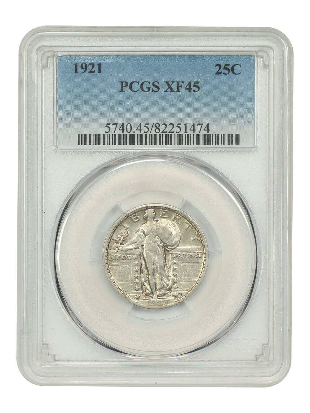 1921 25C PCGS XF45 - Standing Liberty Quarter - Key Date