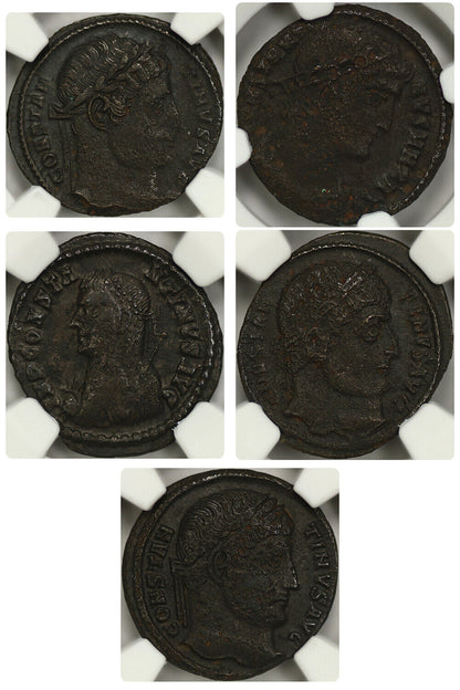 Lot of Roman Empire: AD 307-337 AE3 (BI Nummus) NGC VF Constantine I (5 Coins)