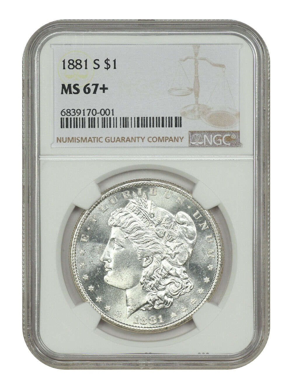 1881-S $1 NGC MS67+ - Morgan Dollar