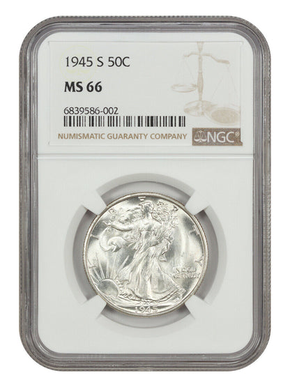 1945-S 50C NGC MS66 - Walking Liberty Half Dollar