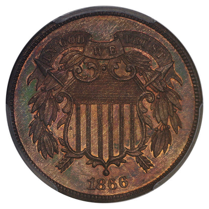 1866 2c PCGS Proof 66 RB ex: D.L. Hansen