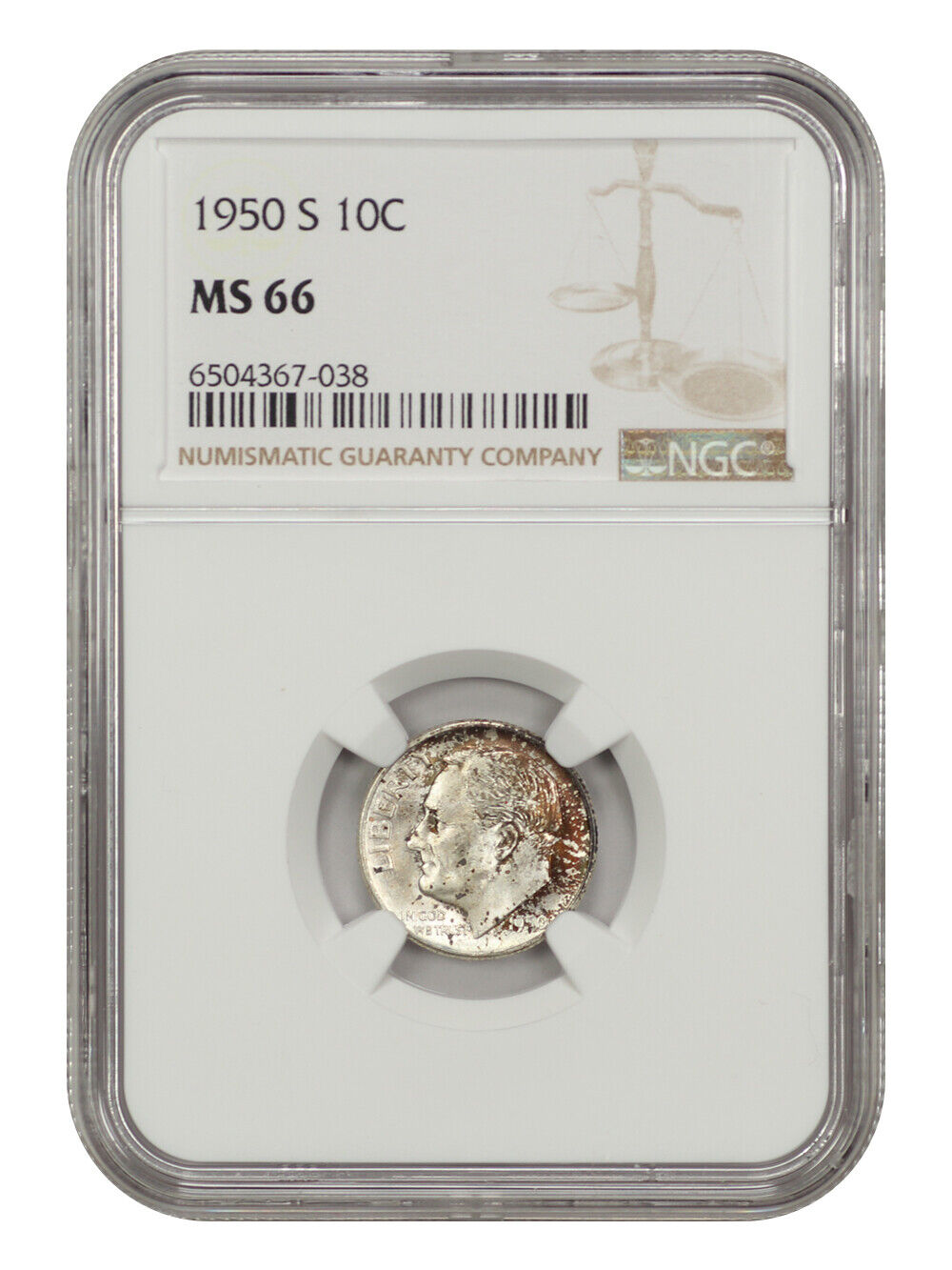 1950-S 10c NGC MS66