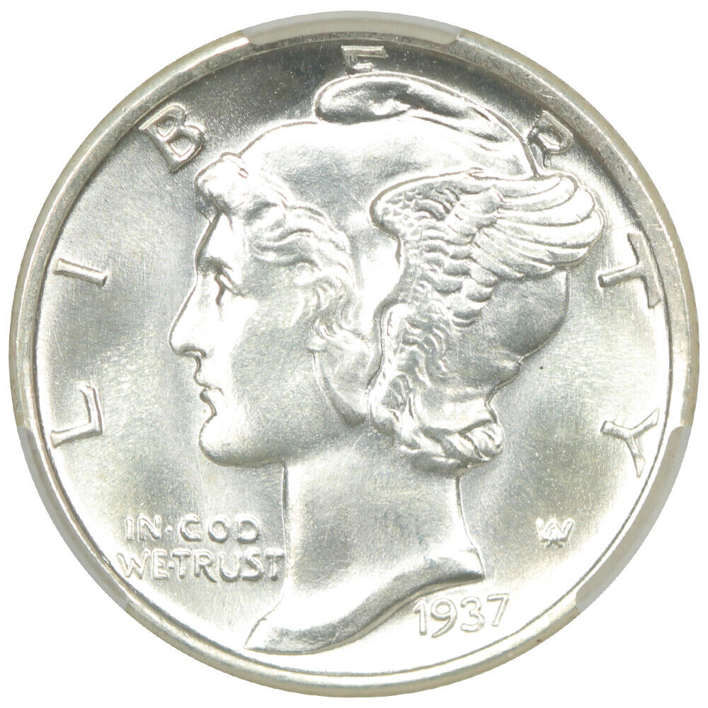 1937-S 10C CACG MS67+FB ex: D.L. Hansen - Mercury Dime