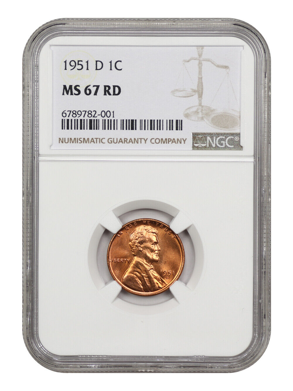 1951-D 1C NGC MS67RD