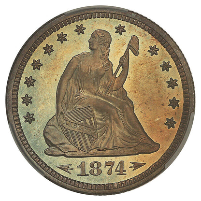 1874 25C CACG PR67+ (Arrows) ex: D.L. Hansen - Liberty Seated Quarter