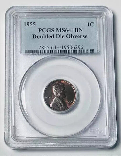 1955 P Lincoln Penny PCGS MS-64+ BN Doubled Die - Premium Quality! LOOKS RB!