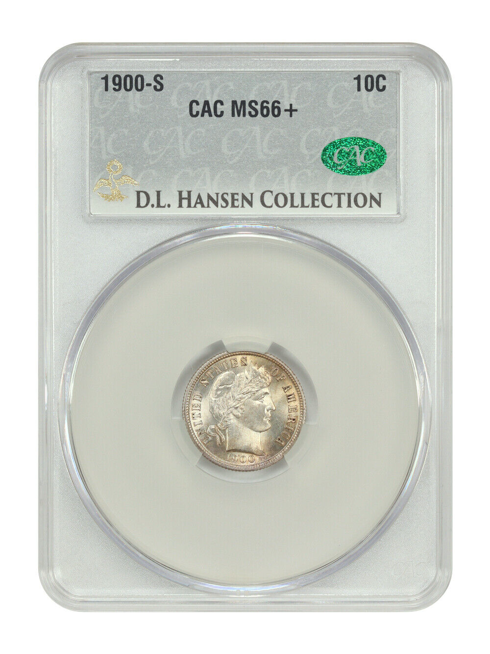 1900-S 10C CACG MS66+ ex: D.L. Hansen - Barber Dime