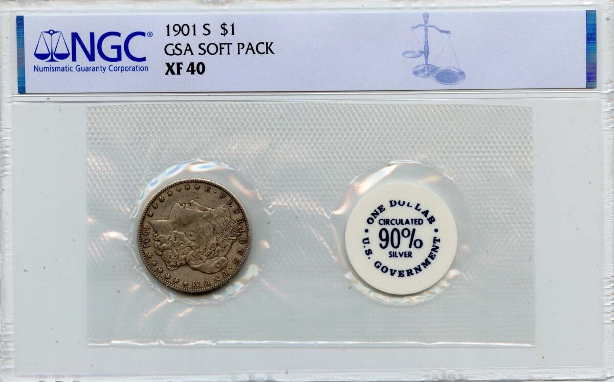 1901-S Morgan Dollar GSA NGC XF40 SOFT PACK S$1 Pop7