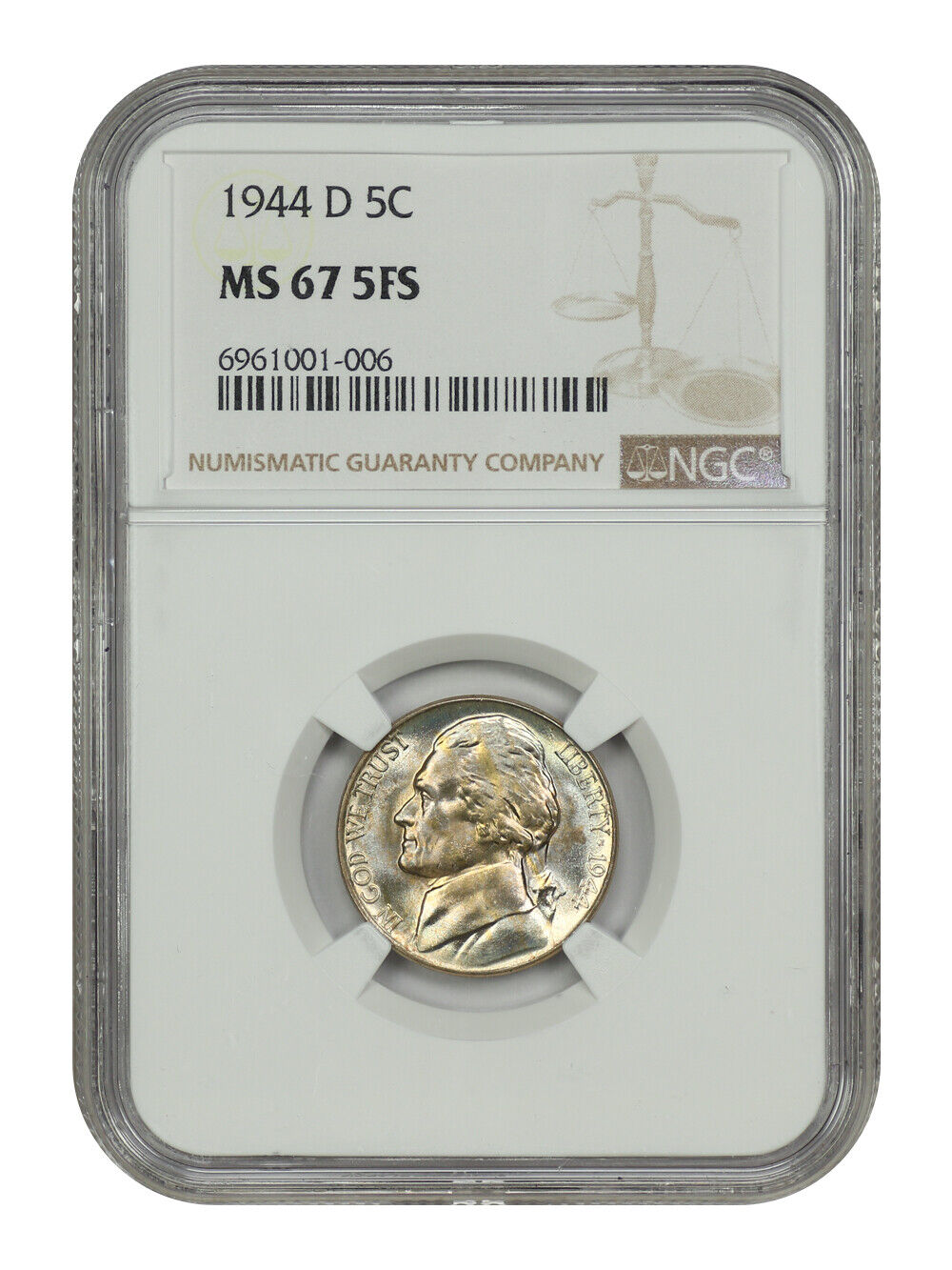 1944-D 5C NGC MS67 5FS - Jefferson Nickel