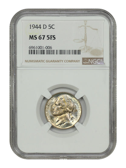 1944-D 5C NGC MS67 5FS - Jefferson Nickel