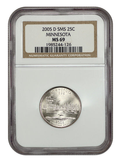 2005-D 25C Minnesota NGC SP69 (Satin Finish) - Washington 50 States Quarters