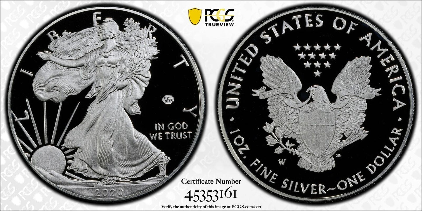 2020 W Proof Eagle PCGS PR-70 DCAM Silver Eagle - v75 Privy