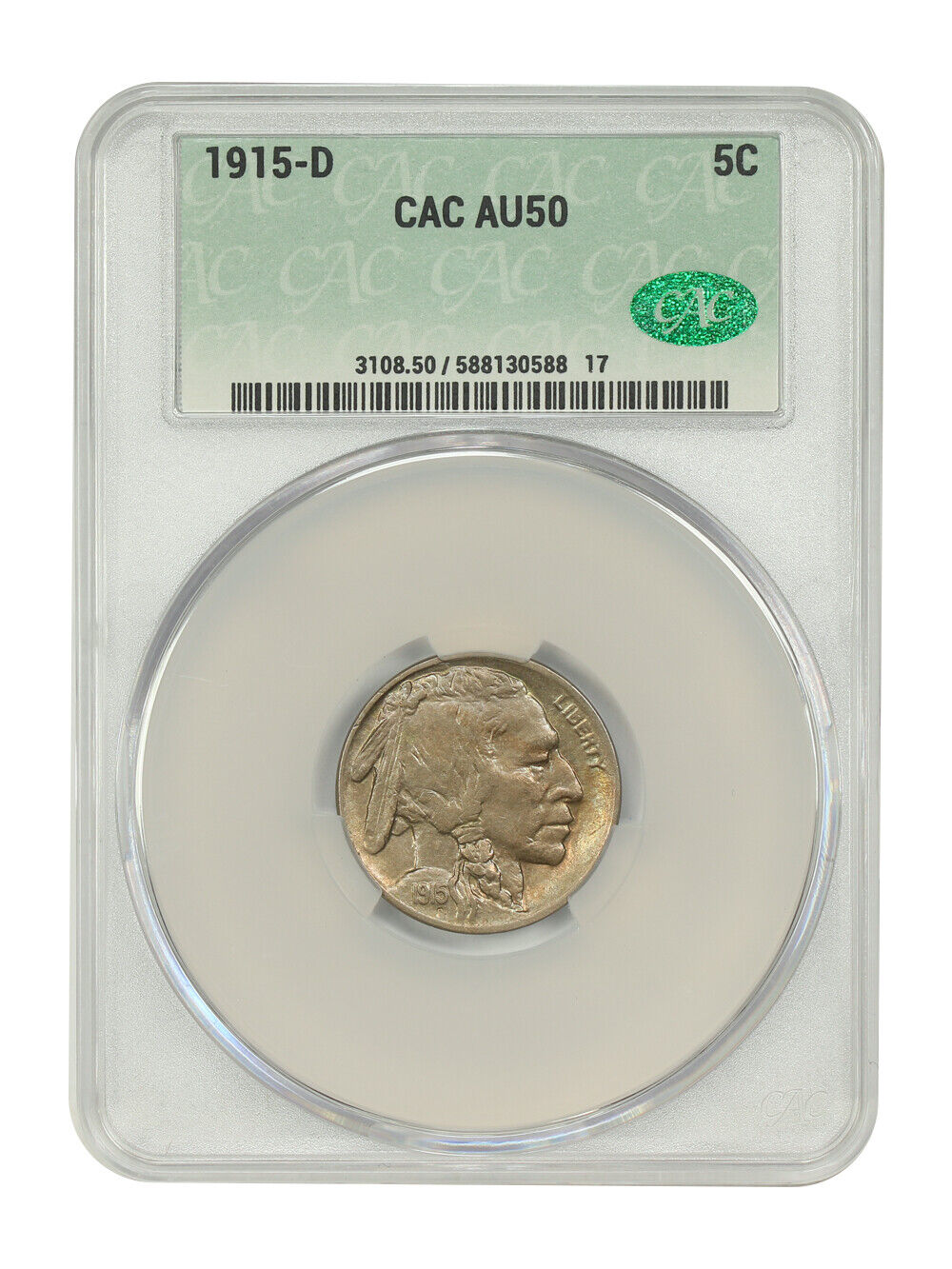 1915-D 5C CACG AU50 - Buffalo Nickel