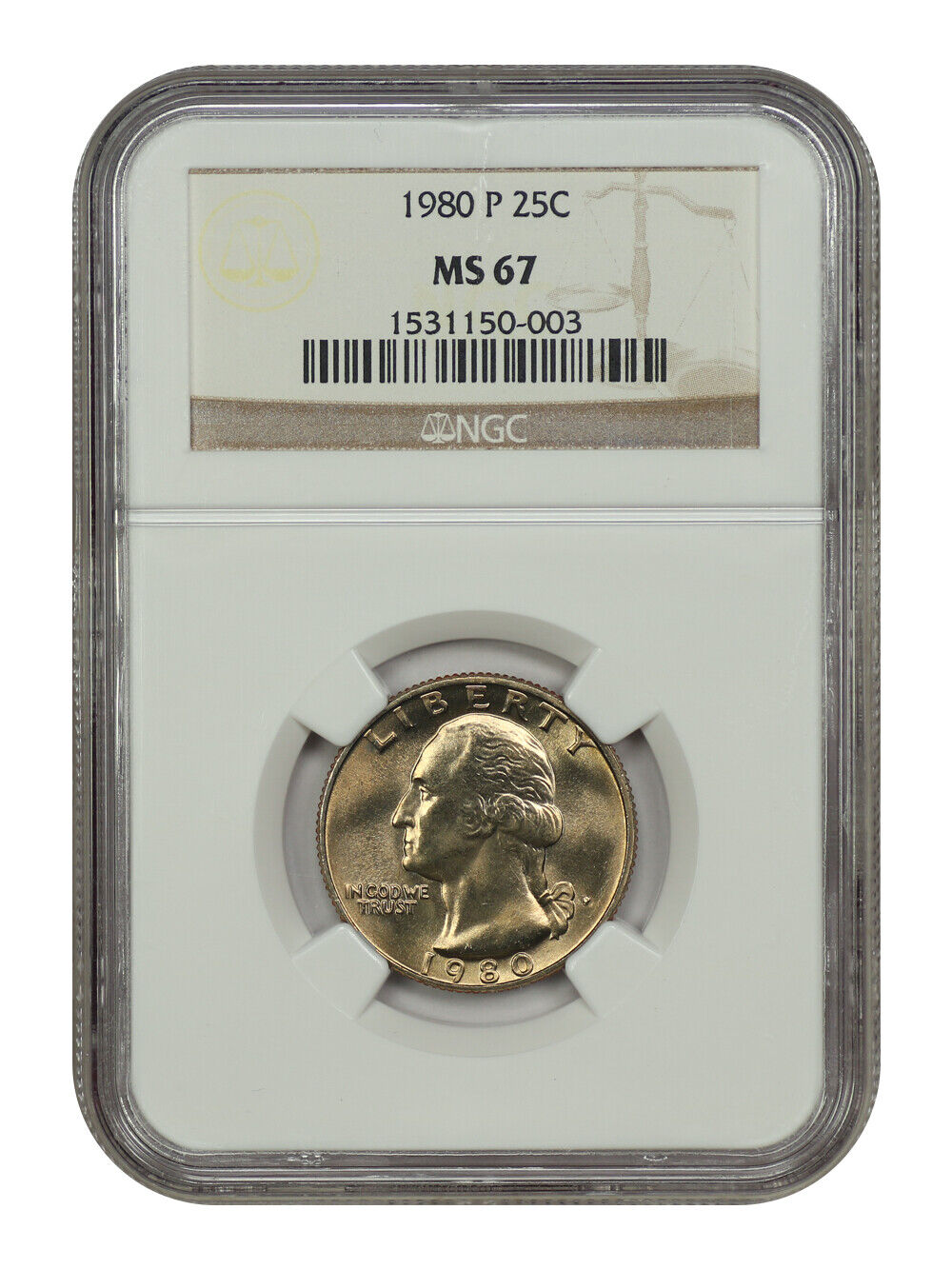 1980-P 25C NGC MS67 - Washington Quarter