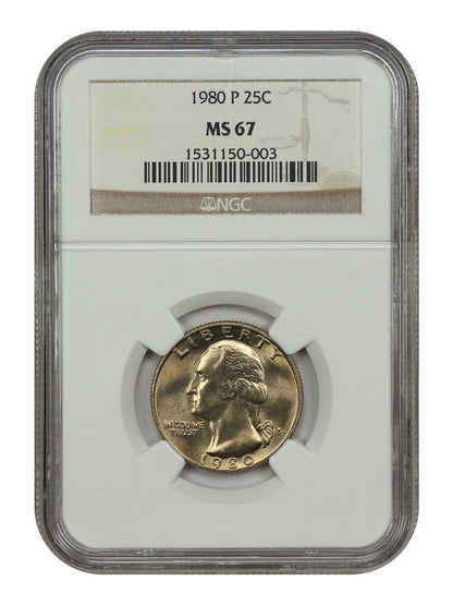 1980-P 25C NGC MS67 - Washington Quarter